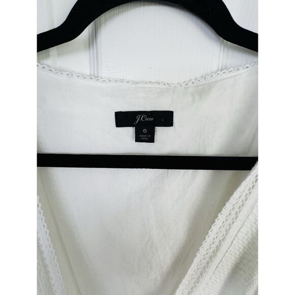 J. Crew White Allover Eyelet Midi Wrap Dress White Cotton Ruffle Dress Size 6 - Picture 8 of 9